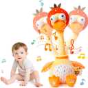 Jollybaby Plush Talking Singing Dancing Musical Strawberry Duck Toy for Toddlers 1-3 Just Like Cactus Toy, Music Mimicking Interactive Toys for Crawling Kids, Sensory Gift for Baby 0-6-12 Month