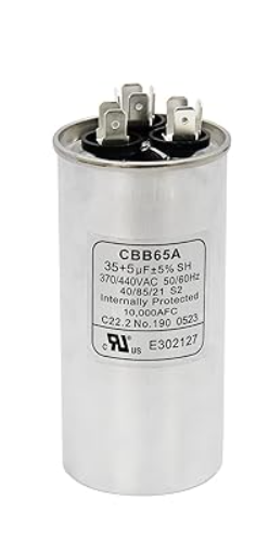 35+5 MFD 35/5 uF 370 or 440 Volt CBB65B Dual Run Circular Start Capacitor for AC Motor Run, Condenser Straight Cool, Heat Pump, Air Conditioner, HVAC Capacitor