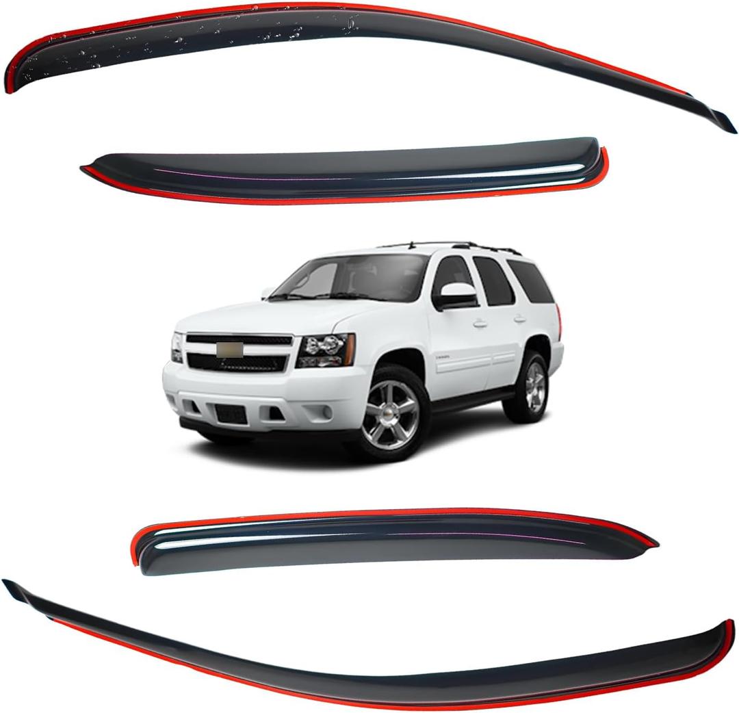 in-Channel Window Visors for Chevy Tahoe SUV 2007 2008 2009 2010 2011 2012 2013 2014 Wind Deflector Sun Rain Guard Vent Weather Shields, Tape-on, Smoke, 4 Pcs