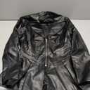 Women's Fashion Perfectly Shaping Zip Up Long Sleeves Faux Leather Biker Jacket (Black, M)