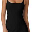 QINSEN Womens Spaghetti Strap Tennis Dress with Shorts Workout Side Slit Active Golf Dresses (Large, Black)
