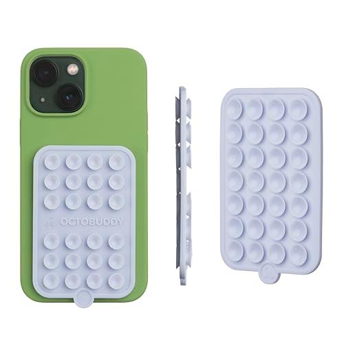 OCTOBUDDY - Silicone Double-Sided Suction Phone Case Detachable Mount - Hands-Free, Strong Grip Holder for Selfies & Videos - iPhone & Android Compatible - 2.5″ x 3.75″, Baby Blue