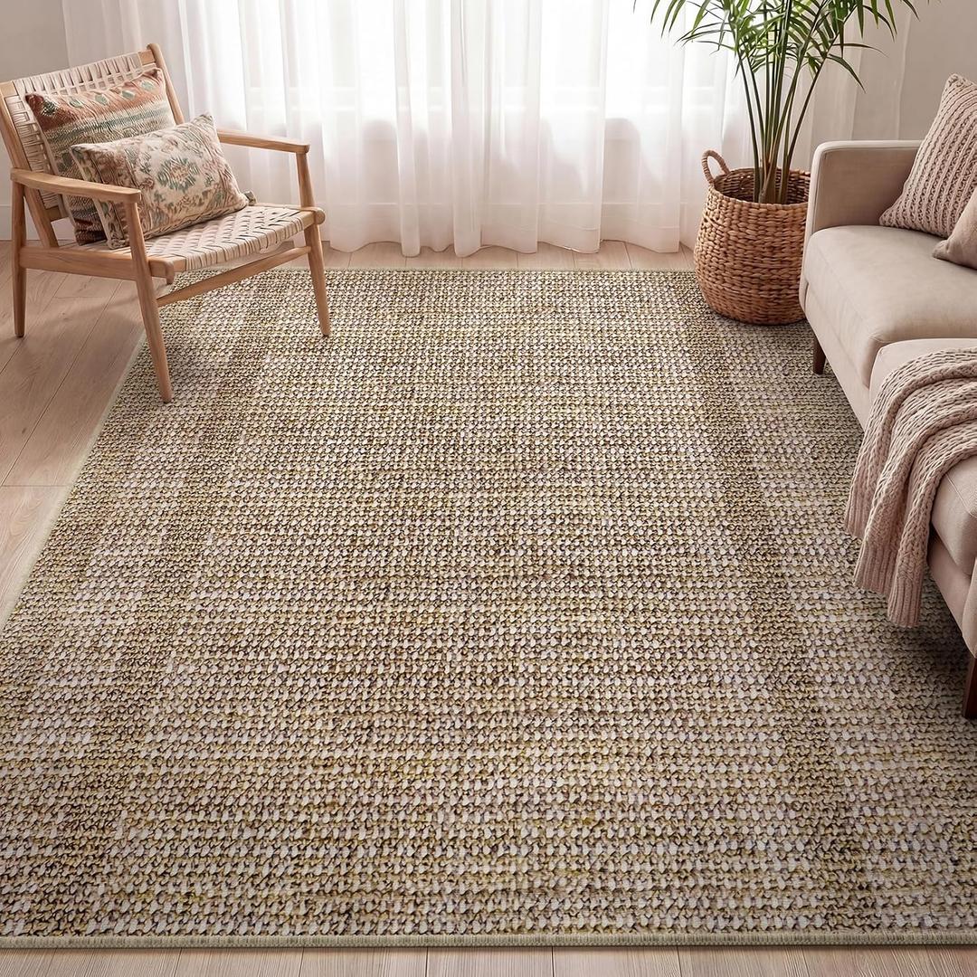 Area Rug 5x7, Large Washable Non Slip Rug for Living Room, Soft Low Pile Rugs Carpet for Dining Room Bedroom Home Office Decor