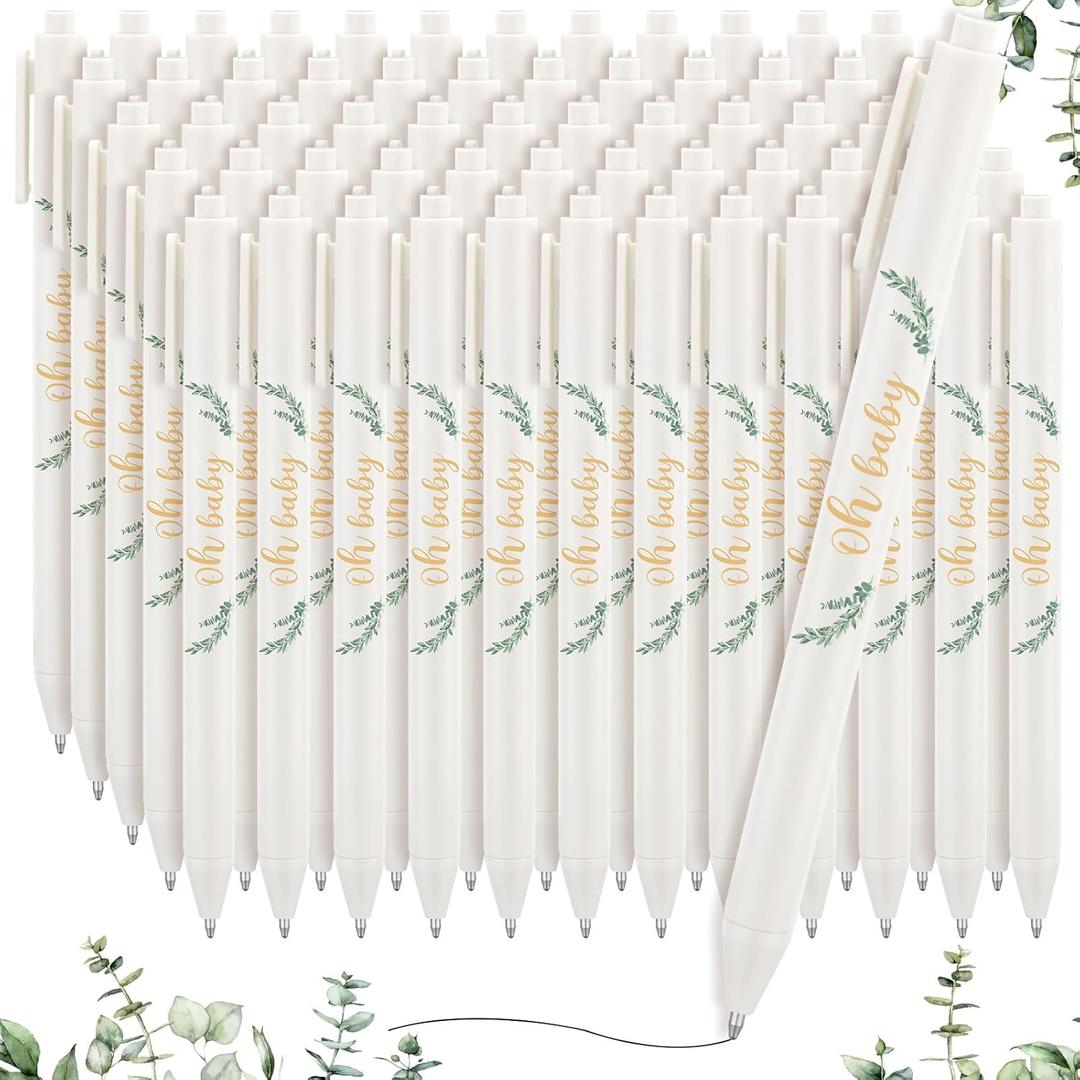 Kisston 60 Pcs Baby Shower Pens Party Favors Gifts Bulk for Guests Girls Boys Games Neutral Gender Reveal Favors Baby Shower Prizes Souvenirs Keepsakes Gift Bags Supplies (Greenery)
