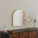 Gold Metal Frame Bathroom Arch Mirror for Over Sink, 15x18 Inch Arched Tempered Mirror, Wall Vanity Mirror for Farmhouse, Modern Luxe Mirror for Bedroom, Living Room, Entryway
