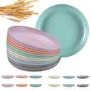 HEYCOME 12 Pcs Unbreakable Deep Dinner Plates Set, 10 inch Reusable Plastic Wheat Straw Plates, Microwave and Dishwasher Safe Plate for Kitchen, Lightweight Plate for Dessert, BPA Free, 6 Colors