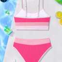 Girls Bathing Suit Color-Block Adjustable Straps Bikini Sets Girls Two Piece Swimsuits with Chest Pad Swimwear, size 13-14 Y