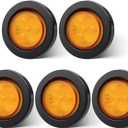 Oyviny 5PCS 2 Inch Amber Round LED Clearance Lights, 2 Round Side Marker Lights with 4 LEDs Flush Mount Waterproof Trailer Lights for Semi RV Truck Camper Van