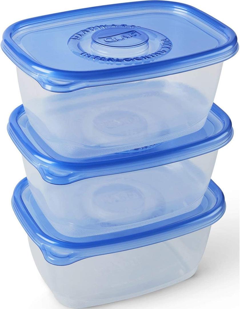 Glad Food Storage Containers - Deep Dish Container - 64 Ounce - 3 Containers - 6 pack