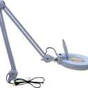 INTBUYING 110V Magnifier LED Lamp Light Magnifying White Glass Lens Desk Table Clamp 8X