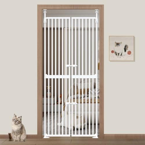 71" Extra Tall Cat Gate for Doorway,34"-37" Wide Pet Gate Pressure Mounted Walk Through Swing Auto Close Safety Dog Gates for Indoor, Stairs,Hallway