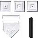 Baseball & Softball 5 Piece Base Set with Portable Carrying Bag 3 Throw Down Bases 1 Homeplate 1 Pitching Rubber, Flexible Anti-Slip Weather Resistant Rubber Bases for Yard Games