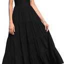 Women's 2025 Casual Loose Plain Maxi Sundress Smocked Tank Dress Sleeveless Summer Beach Tiered Long Dress  Size XL