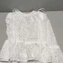 Saodimallsu Womens Crochet Cover Up Summer Spaghetti Strap Hollow Out Fringe Tie Back Beach Coverup Cami Dress White, Size XL