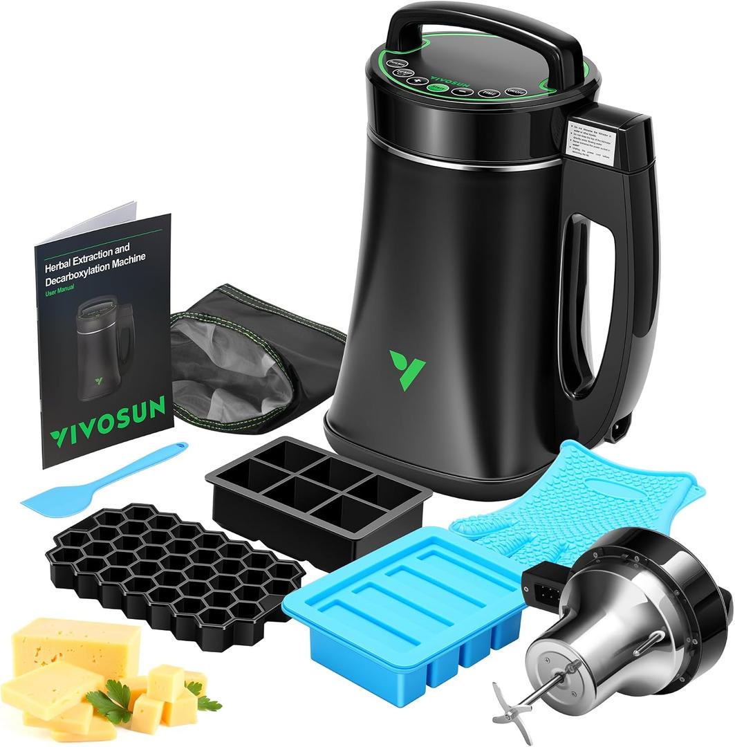 VIVOSUN Herbal Decarboxylation and Infusion Machine, Botanical Extractor and Infuser for Making Butter, Oil, and Tinctures, Includes Recipes and Complete Accessories (EXP 11/13/31)