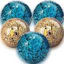 Honeydak 5 Pieces Glass Mosaic Sphere Decorative Balls for Centerpiece Bowls Turquoise Decorative Glass Balls Orbs Decorative Vases Fillers for Home Decoration Dining Table Bowls Tray