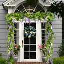 DearHouse 4Pcs 6.6Ft/Piece Artificial Flowers Silk Wisteria Garland Artificial Wisteria Vine Rattan Silk Hanging Flower for Home Garden Outdoor Ceremony Wedding Arch Floral Decor(Light Purple)