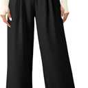 EVALESS Women's Wide Leg Pants High Waisted Business Work Casual Trousers 2026 Summer Comfy Palazzo Pants with Pockets (X-Large, Black)