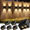 Solar Fence Lights, 8 Pack Outdoor Up & Down LED Fence Light Solar Powered with 11 Colors & 13 Modes IP65 Waterproof Wall Lights Warm White/Cool White/RGB Color Changing for Outside Patio Yard