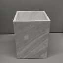 Elegant Arabascato Marble Wastebasket - Unique Veining Bath Accessories for Luxury Home Decor, Polished Finish, Stylish Bathroom Organization, Premium Quality (White)