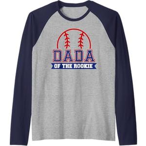 Dada of Rookie 1st Birthday Baseball Theme Matching Party Raglan Baseball Tee XL