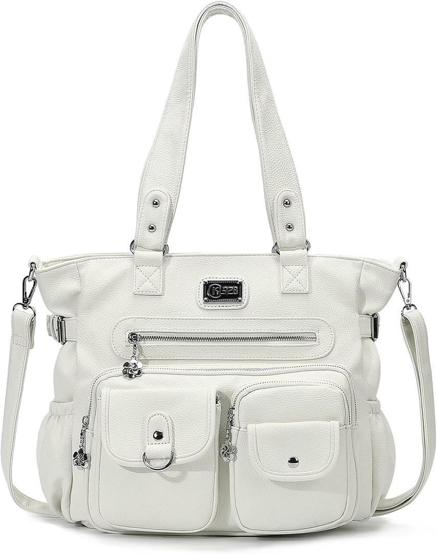 KL928 Large Purses for Women Shoulder Bag Tote Handbags Stylish Vegan Leather Hobo Bags Ladies, Z-White