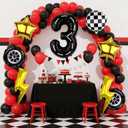 Race Car Birthday Balloons, Number 3 Tyre Checker Balloons Race Car Birthday Party Decoration for 3 Years Old Party
