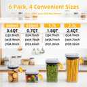6 Pcs POP Container Set, Airtight Food Storage with Lids, Push Button Seal BPA-Free Set for Pantry, 0.65QT/0.7QT/1.8QT/2.4QT for Bulk Dry Food, Cereal, Flour, Sugar, RV Kitchen Storage