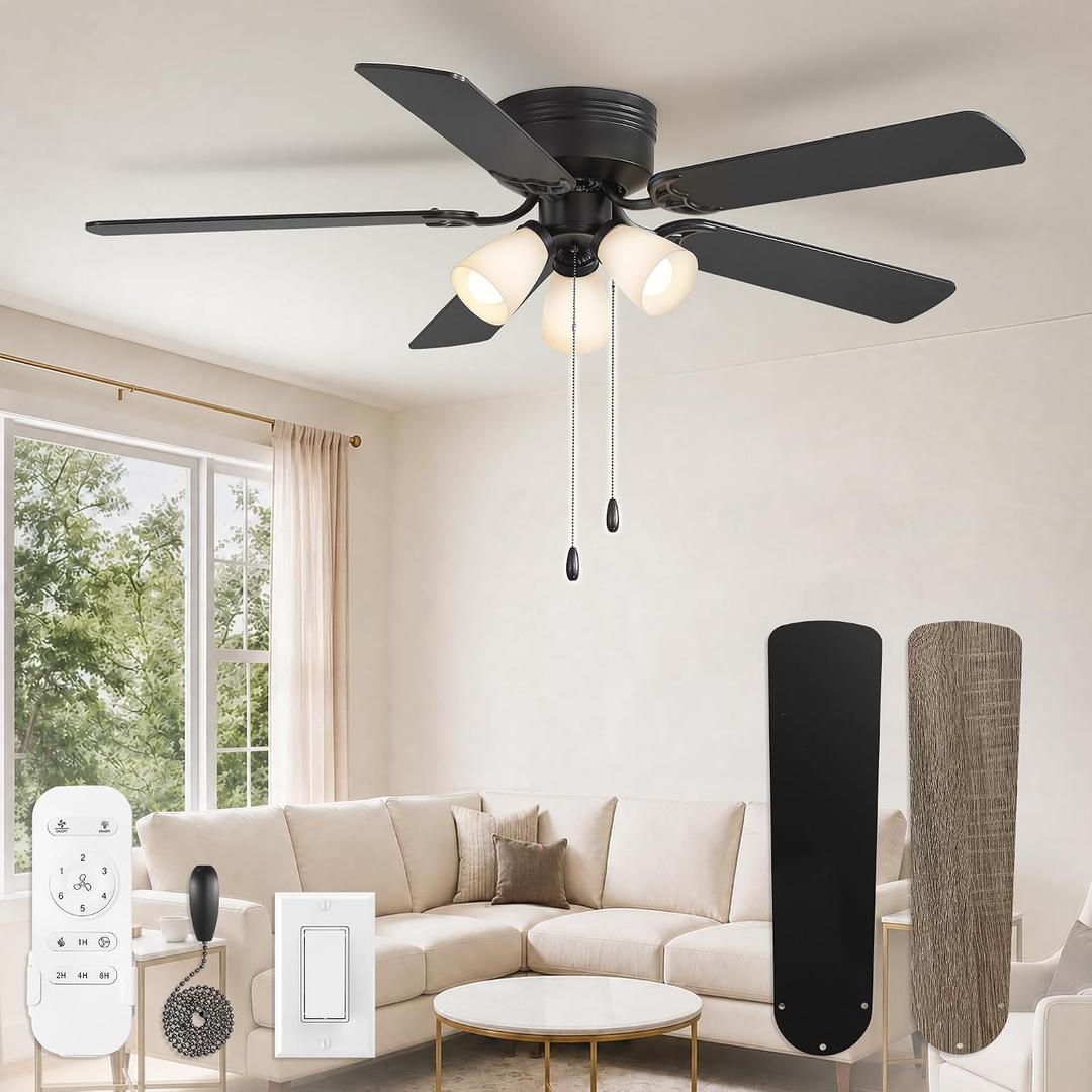 Fanbulous 52" Farmhouse Ceiling Fan with Light, Remote & Pull Chain Control