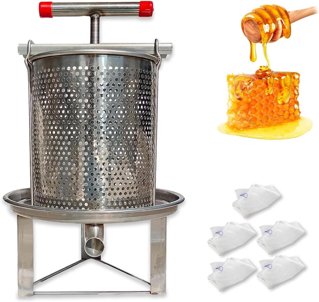 Honey Extractor Manual, Household Manual Mesh Honey Press Extractor Machine, Honey Extractor Beekeeping Manual Tool, Stainless Steel Beekeeping Extraction for Wine Honey and Juice Making