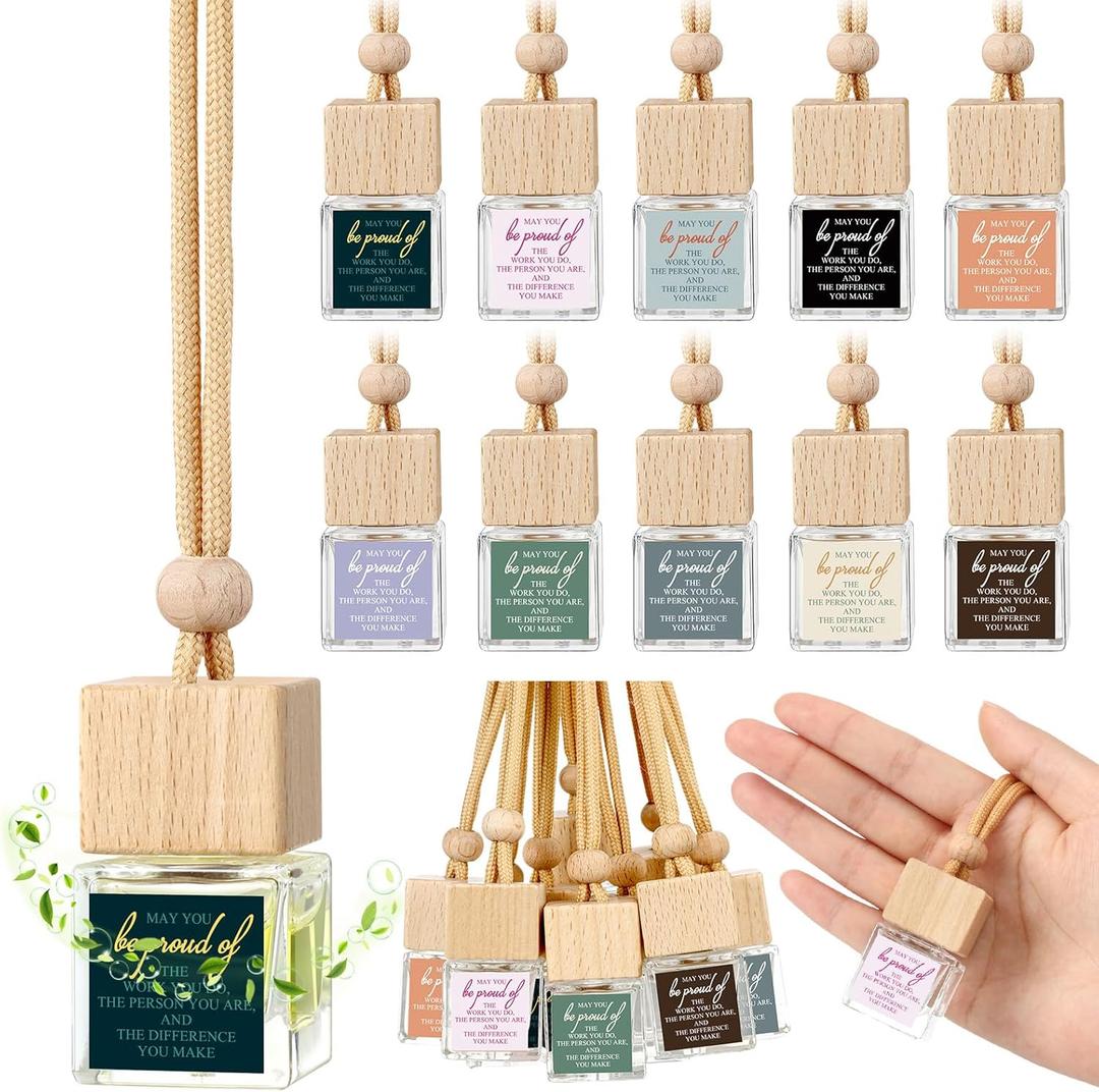 Funnymoom 20 Pcs Appreciation Gift for Coworker Empty Hanging Car Air Freshener Diffuser Bulk May You Be Proud of the Work Thank You Glass Bottles Gifts for Staff Team Intern Teacher