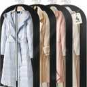 4 pack 60" Clear Garment Bags for Hanging Clothes, Suit Bags for Closet Storage, Clothing Storage, Garment Bags for Travel Covers with 4" Gussets for Coats, Jackets, Shirts, Dresses & Sweater, Black