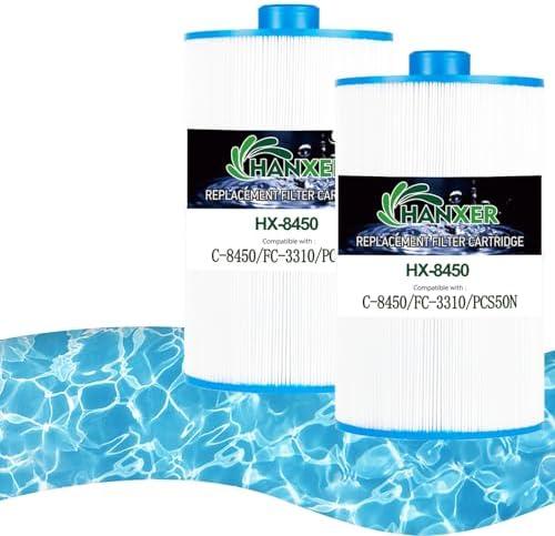 HANXER® C-8450 Spa Filter Cartridge Replaces for Filbur FC-3310, PCS50N, 100593, 3301-2261, 80501 Maax Spas/Coleman Spas, 50 sq.ft Hot Tub Filter, 2 Pack