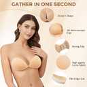 2 x Sticky Adhesive Bra for Women, Strapless Invisible Push Up Brassiere, Reusable Backless Bra for Dress