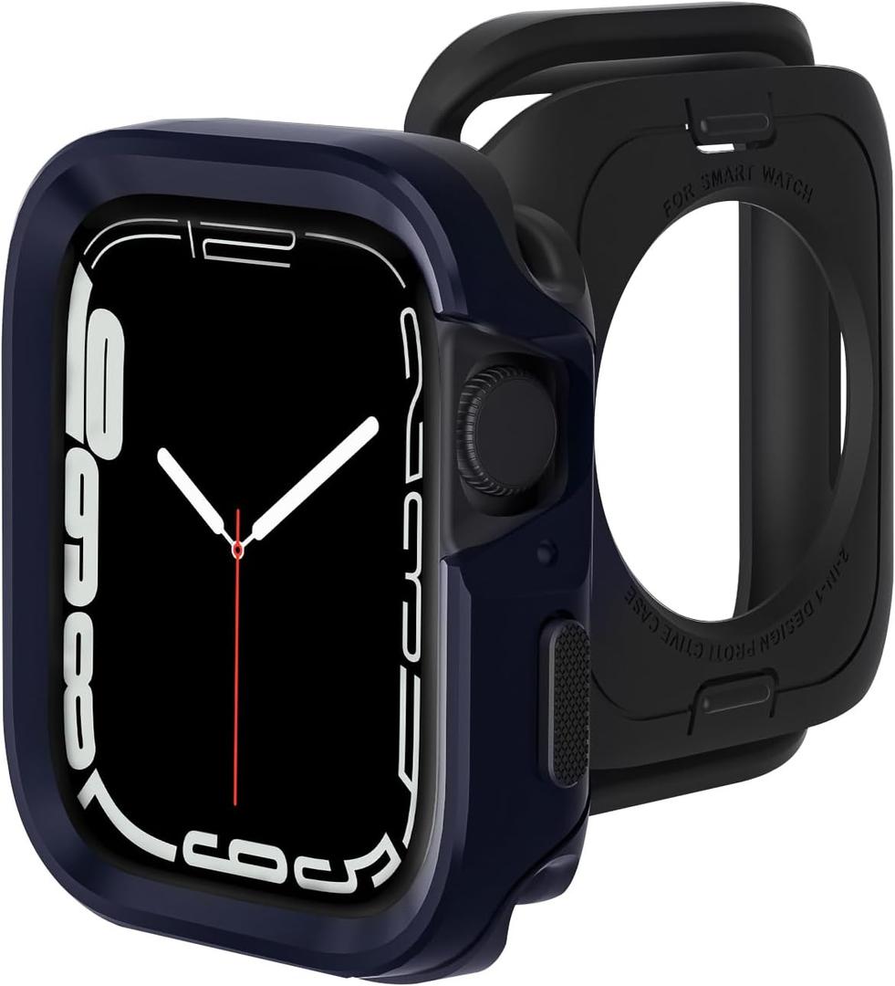 3 x Apple Watch Case - Metal, Lightweight, Compatible with Apple Watch Series 9/8/7, 45mm, Rugged Bumper Protector (Dark Blue)