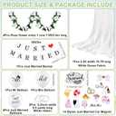 Wedding Golf Cart Decorations 1 Just Married Sign Banner 4 Rose Garland 14 Assorted Ornate Car Magnets 19.7ft Draping Fabric 4 Mr and Mrs Just Married Balloons for Bridal Shower Honeymoon Photo Props