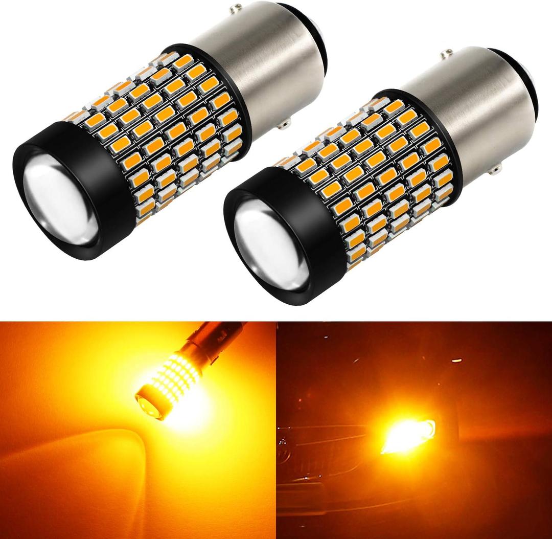 PHINLION 1157 LED Turn Signal Light Bulbs, 2800 Lumen Super Bright 2357 7528 BAY15D Amber Yellow LED Blinker Light Bulb, Pack of 2