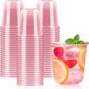 50 Pcs Pink Plastic Cups, 12 Oz Disposable Stemless Wine Glasses Cocktail Pink Party Cups for Meeting, Wedding, Birthday, Valentines Party