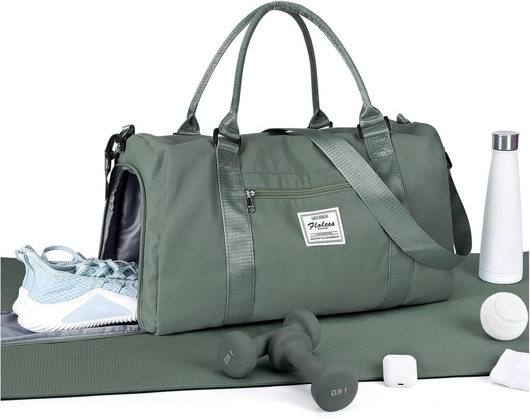 Gym Bag Womens,Travel Duffel Carry on Bag Sport Tote Bag Weekend Overnight Bag (A21-Dark Green)