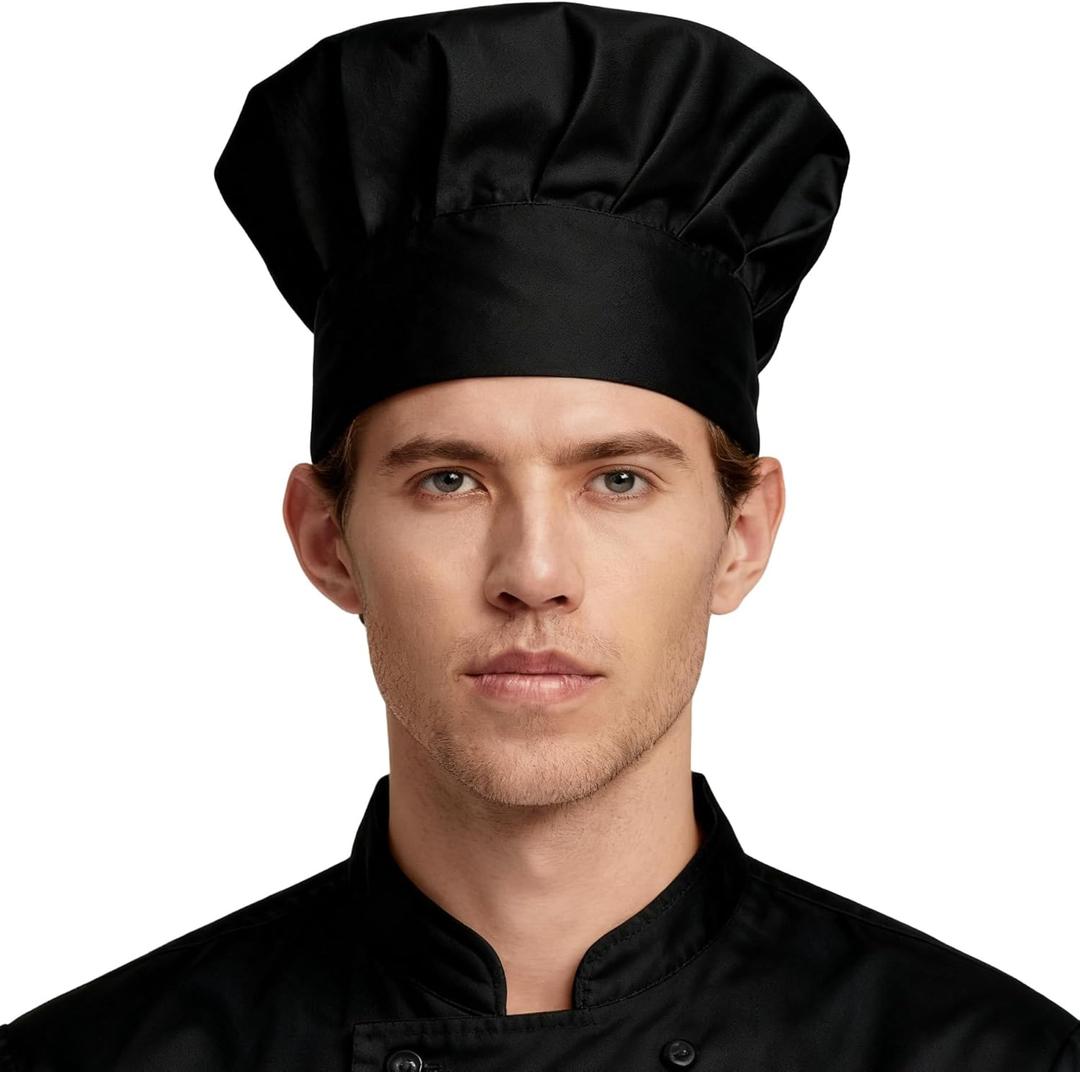 Chef Hat Elastic Adjustable Kitchen Baking Adult/Kids (Black)