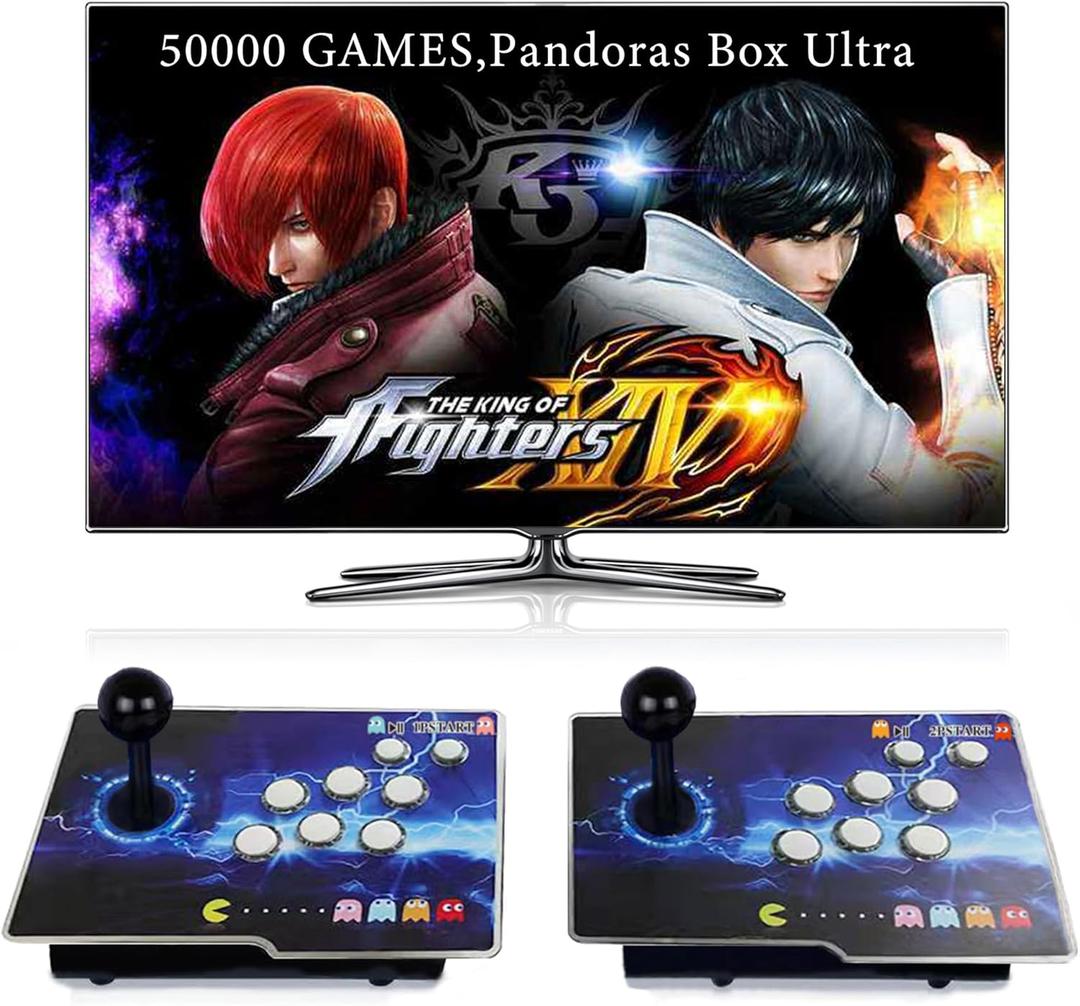 50000 in 1 Pandoras Box Ultra Arcade Game Console , Retro Game Machine for PC Projector 4K TV, 3D Games, Search/Save/Load/Pause Games, 1280X720,256G TF, USB-C Charging