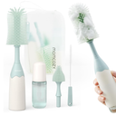 Momcozy Bottle Brush Kit with Push-Press Foam Design - Newborn Essentials Gift, Portable Cleaning Tool for Home & Travel, Baby Bottle Cleaner Brush for Breast Pumps & Nipples, Green