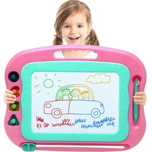 Magnetic Drawing Board Magna Kids Doodle Board,Toddler Toys for Girls Boys 3 4 5 6 7 Year Old,Large Etch A Gifts Sketch Board Colorful Magnet Erasable Pad (Rose)
