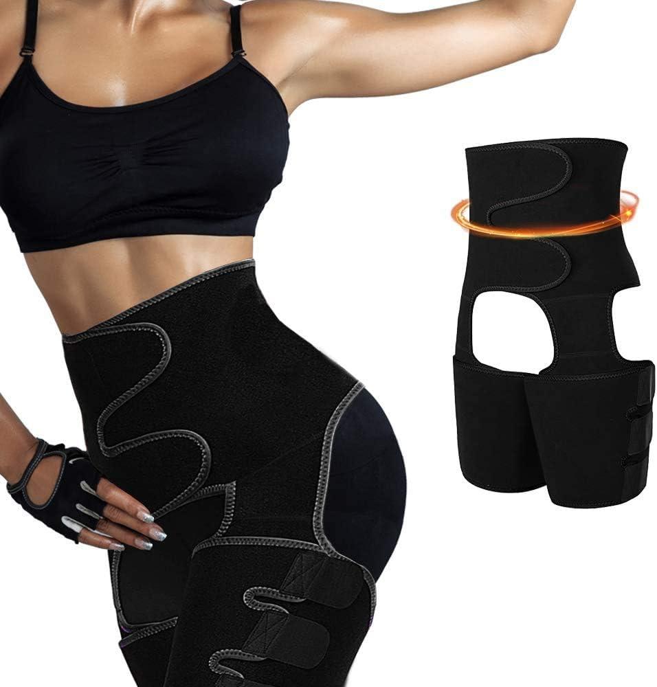 3-in-1 High Waist and Thigh Trimmers Butt Lifter, Waist Trainer Thigh Shaper (Medium, Black)
