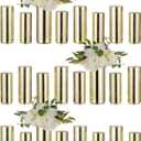 Glass Cylinder Vases Set of 24, Hewory Glittery Gold Vase for Centerpieces, Glass Hurricane Candle Holders for Pillar Floating Candle, Tall Round Vase for Wedding Anniversary Events Home Table Decor