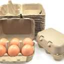 Azatemgo 40 Pack Pulp Fiber Egg Cartons - 6 Count Tray, Solid Reusable Containers Half Dozen Egg Cartons