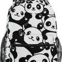ALAZA Panda Backpack for Girls Elementary School Bag Kids Bookbag Personalized Travel Daypack 3rd 4th 5th Grade Rucksack Laptop Back Pack (B04)