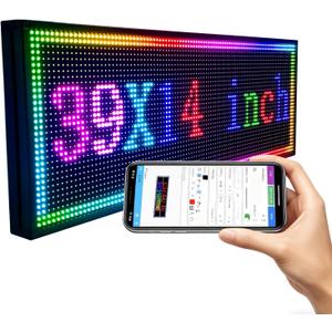 P10 Programmable LED Sign 39x14 Inch, Full Color WiFi Scrolling Message Board for Business Storefront, Indoor Outdoor Digital Display for Shops, Restaurants, Offices, Indoor/Outdoor39"x14"