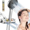 HOPOPRO Filtered Shower Head with Handheld Combo, Dual Water Softener Shower Head with Massage, High Pressure Shower Head with Filters for Hard Water, Remove Chlorine, Reduce Dry Itchy Skin (Chrome Black)