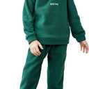 Arshiner Toddler Boys Letter Embroidery Half Zip Sweatshirt & Pants Set Fuzzy Fleece Fall Winter Outfits 2~6 Years (3-4T, Green)